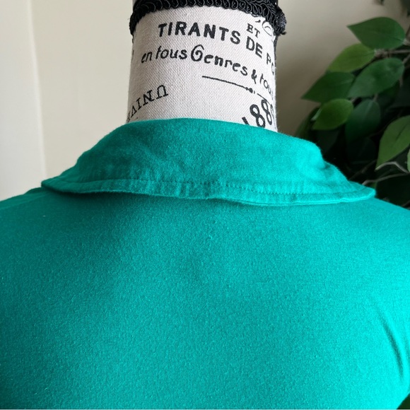 Vixen Short Sleeve Button Detail Collared Polo Shirt Green Sz M - Picture 11 of 16